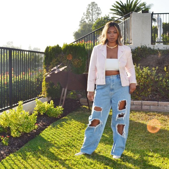 Dior Pink Checkered Jacket US 12/EU 42 // Vintage - Picture 2 of 9